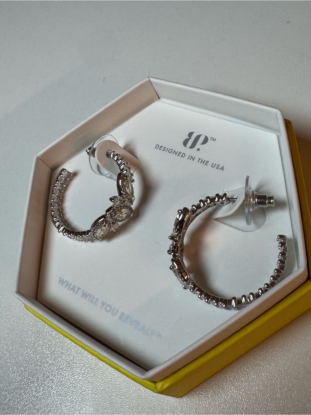bp og earrings hoops unicorn lemon cz/rhodium